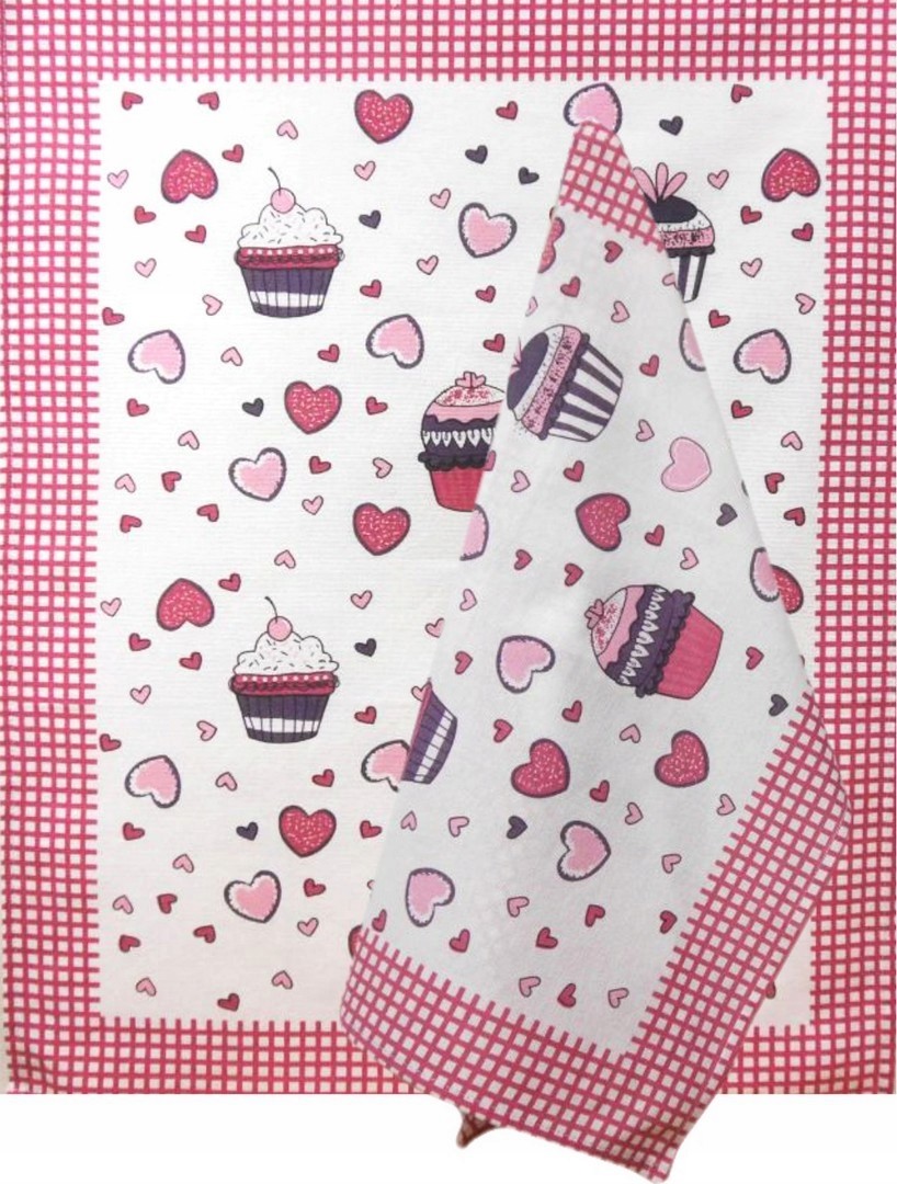 Ścierka kuchenna bawełniana 50x64 muffiny róż
