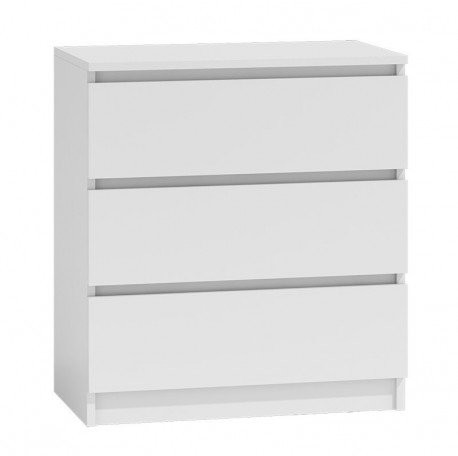 Topeshop Komoda szafka MALWA, 3 szuflady, biała, 70x40x77 cm