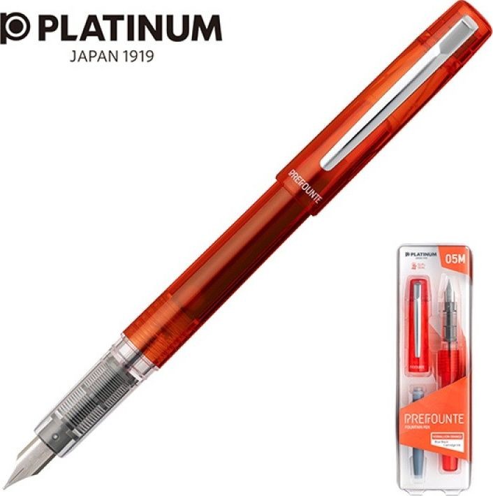 Platinum Pióro wieczne Prefounte Vermilion Orange M w plastikowym opakowaniu na blistrze pomarańczowe PLA-PPF800-69M