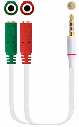 Nano Cable Nanocable 10.24.1201 - kabel adapterowy Audio Jack 3.5/M 4pines-2xJack 3.5/H 3pines, biały, 20 cmS 10.24.1201