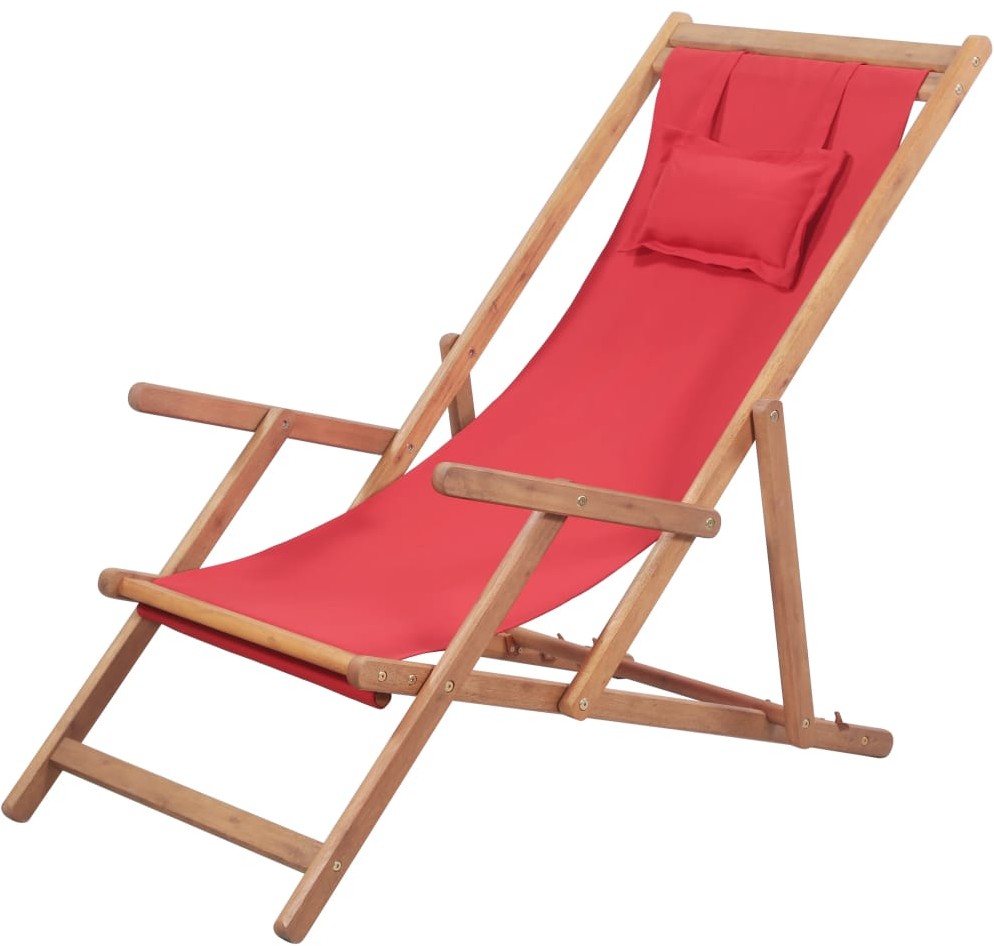 vidaXL Składany leżak plażowy, tkanina, czerwony