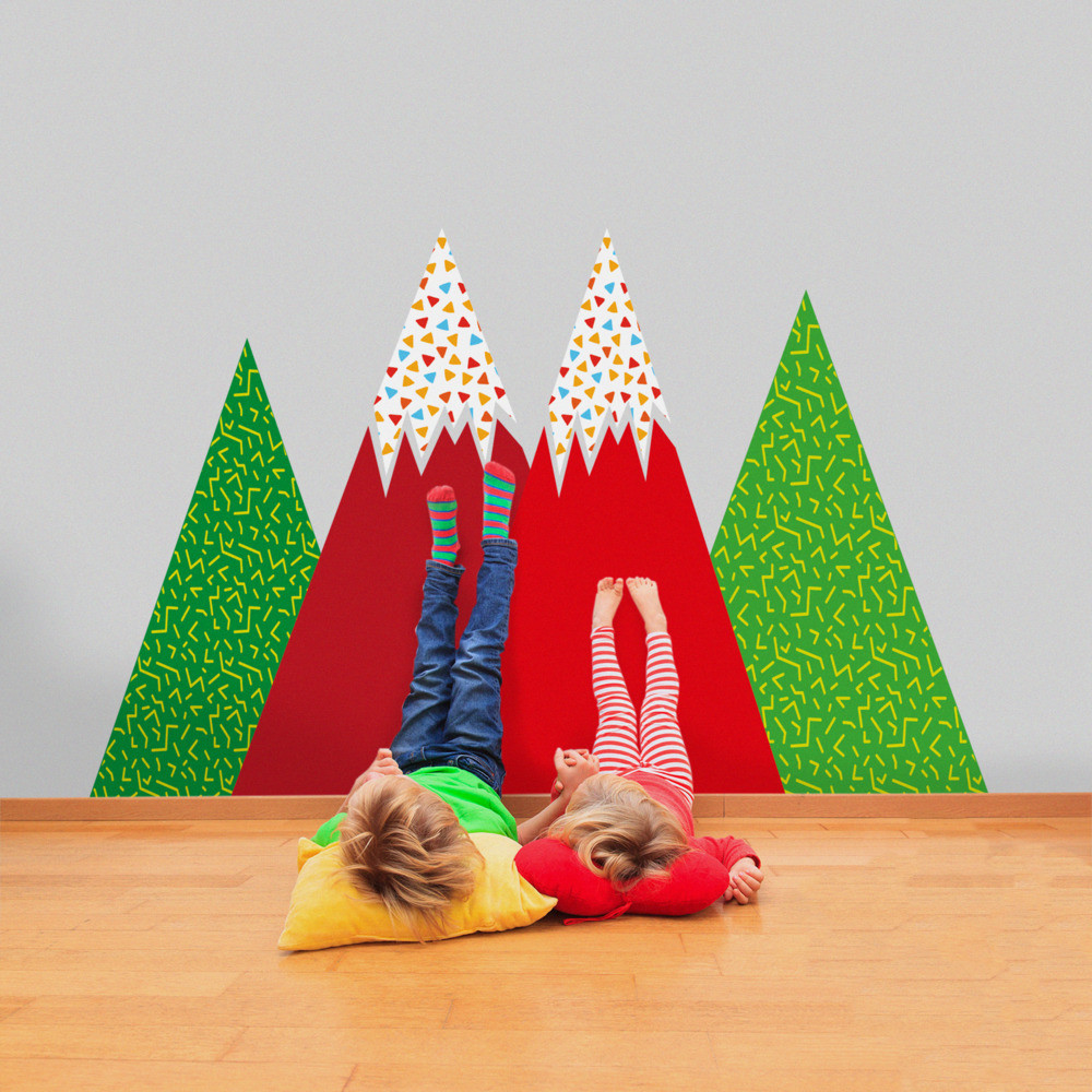 Coloray.pl Naklejki na ścianę Góry Pełne Wzorków BubbleFree