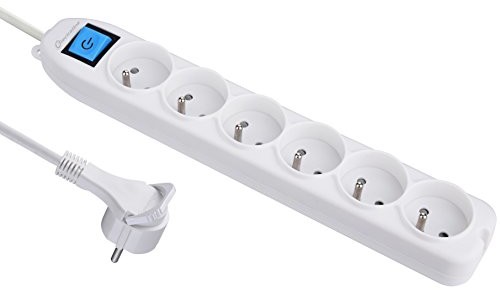 Electraline Elec traline 32043 elektryczny 6-krotny z przełącznikiem/asortymentowe 1,5 m Biały 32043