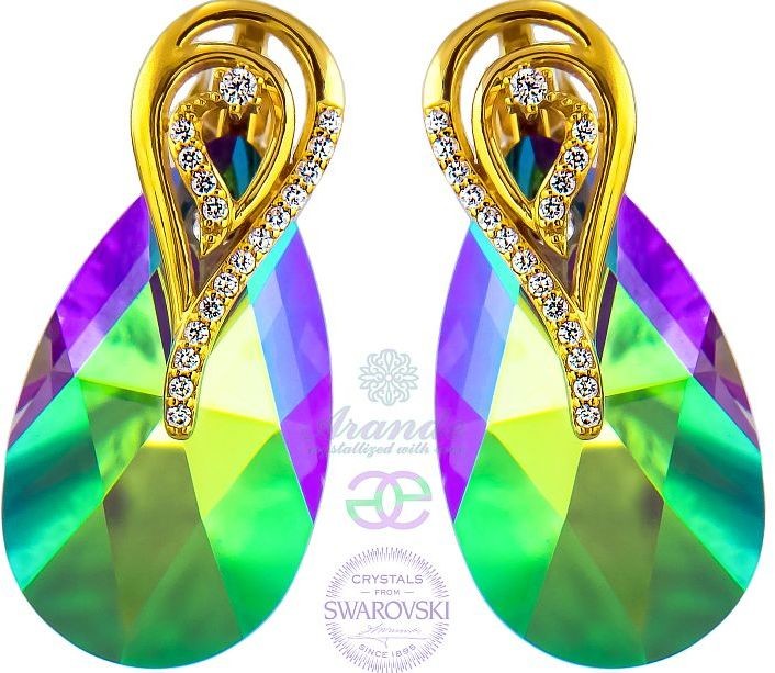 Swarovski NOWE PIĘKNE KOLCZYKI PARADISE SHINE AURE ZŁOTE SREBRO