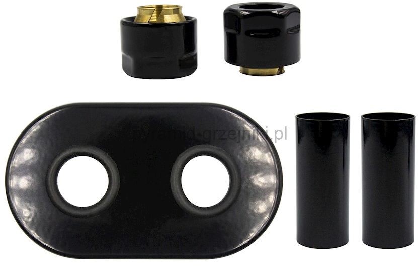 Vario Term Zestaw maskujący rozety + tuleje + złączki Cu/Pex x GW3/4 - czarny błyszczący instalacja miedziana -CU rozeta owalna ZMR2M15x3/413