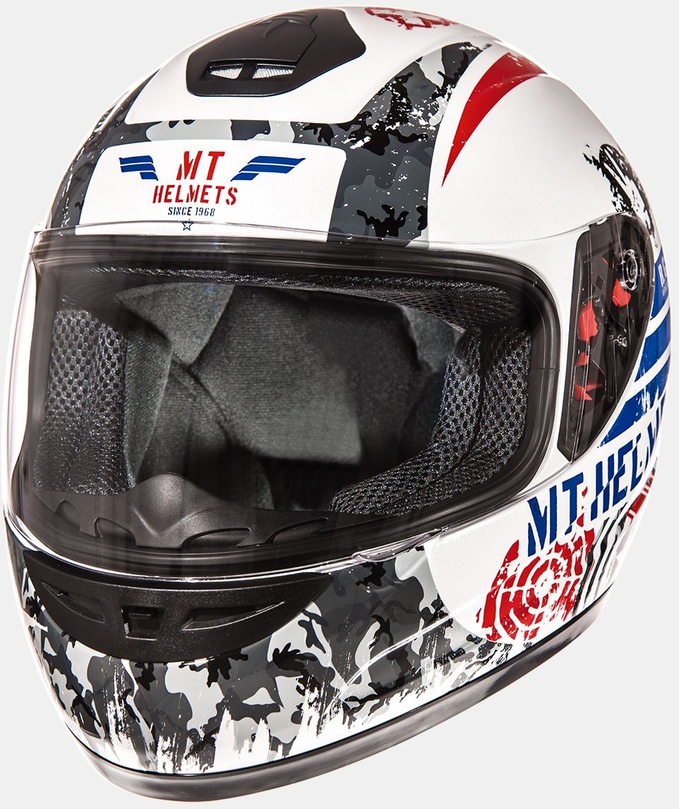 MT Helmets MT HELMETS Thunder Kid Sniper Dziecięcy kask motocyklowy integralny  biały/niebieski/czerwony : Rozmiar - S MT100620510/S