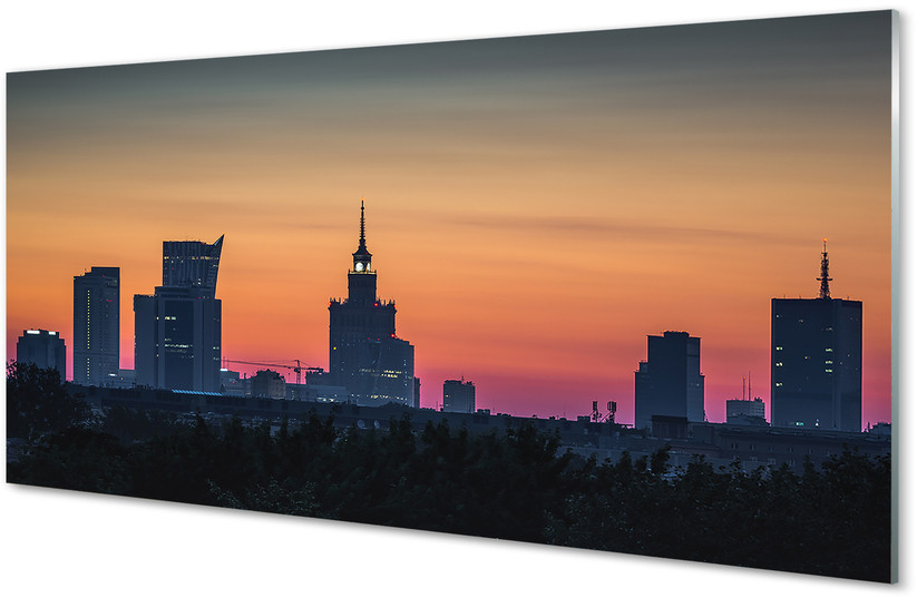 Tulup.pl Panel Szklany Warszawa Zachód słońca panorama 100x50cm