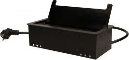 Orno Gniazdo meblowe podwójne wpuszczane w blatu 1,5m, 2x230V Schuko, 2xUSB. 2xNET czarne OR-AE-13125/B(GS)