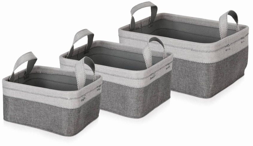Möve Zestaw trzech koszy do przechowywania CANVAS szary