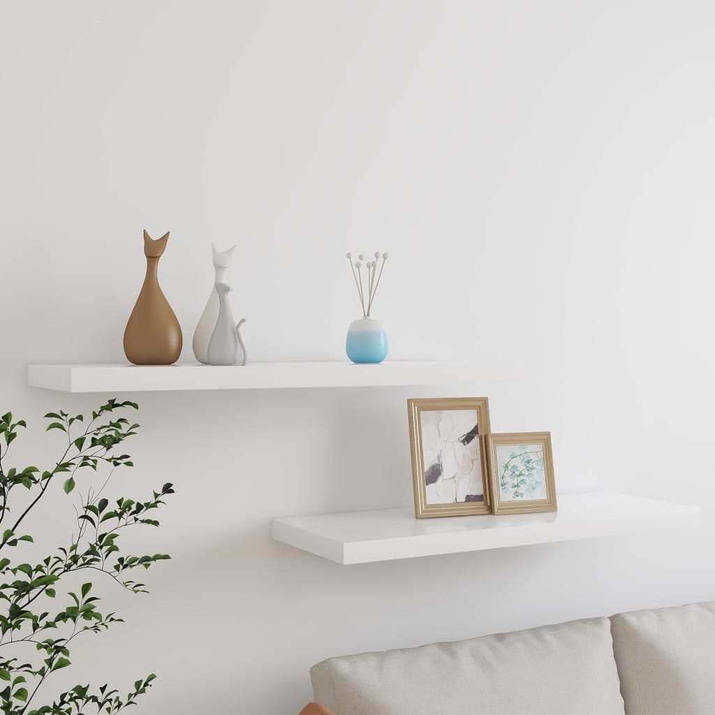 VidaXL Lumarko Półki ścienne, 2 szt., dębowo-białe, 80x23,5x3,8 cm, MDF 326580 VidaXL