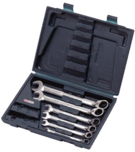 KS Tools 503.4646 Gear Plus grzechotka zestaw kluczy płasko-oczkowych, przełączana, 6-częściowy, 8 19 MM