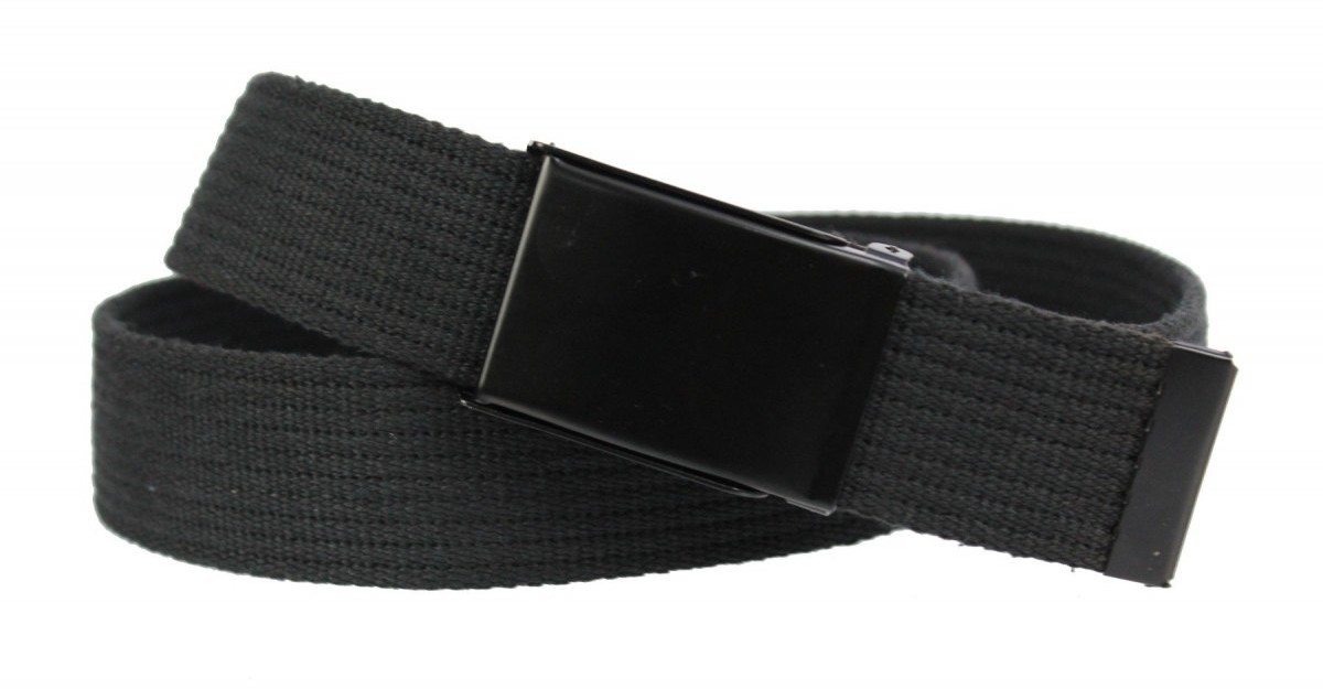 PolskaGalanteria.pl Pasek Parciany PolskaGalanteria Bawełniany PARCIAK 40 mm Z Czarną Klamrą Zatrzaskową Czarny Matowy Bardzo Długi XXL Nadwymiar