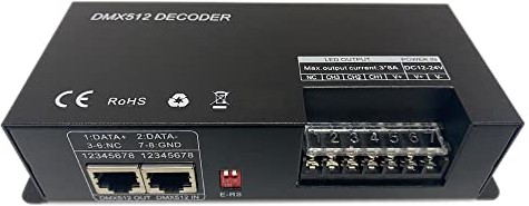 Nutbro 3-kanałowy dekoder DMX DMX512 dekoder LED, dekoder DC12-24 V 3CH RGB