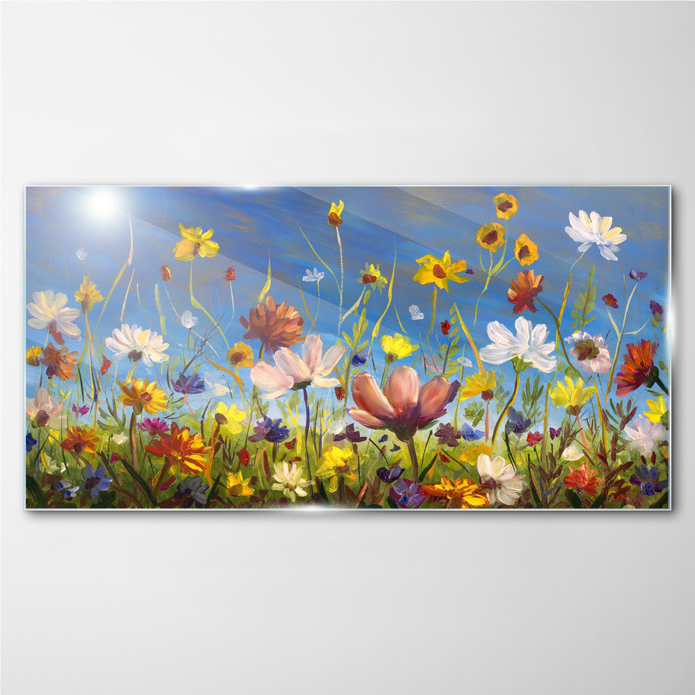 PL Coloray Obraz na Szkle malarstwo kwiaty łąka 100x50cm