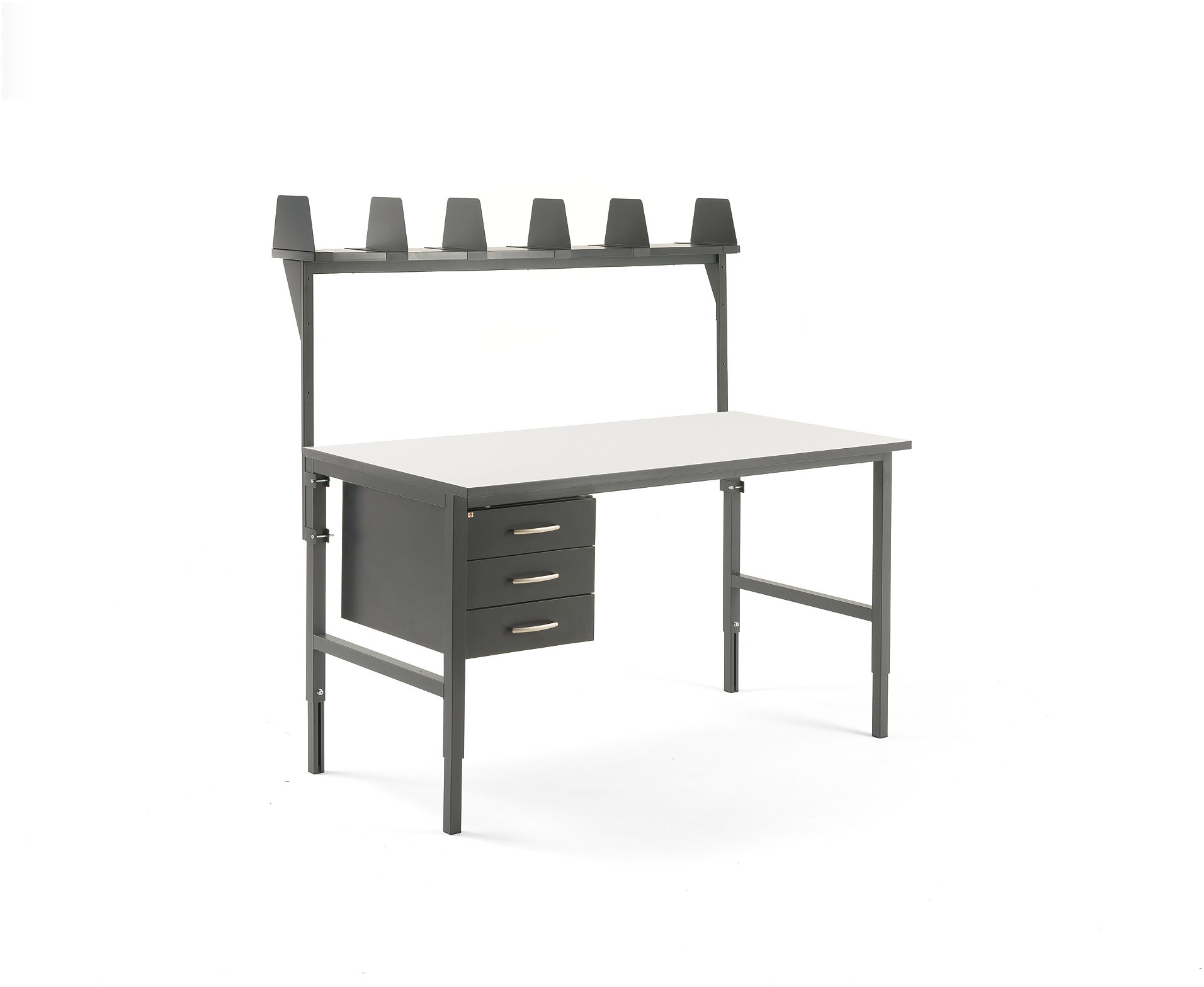 AJ Produkty Kompletny stół roboczy CARGO, 1600x750 mm, 3 szuflady +górna półka