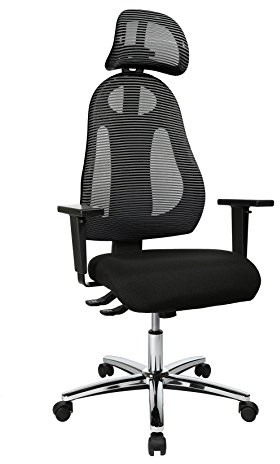 Topstar Free Rodzaj chrom wraz z podłokietnikami o regulowanej wysokości i zagłówek obrotowe krzesło biurowe, materiał, czarna 61 x 65 x 143 cm FR19LG202X