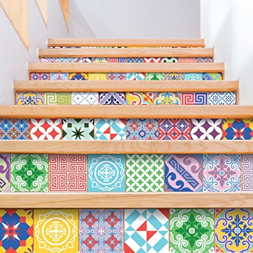 Ambiance-Live tatuaż ścienny z motywem karo-cementu  AZULEJOS  20 x 20 cm  60 pices