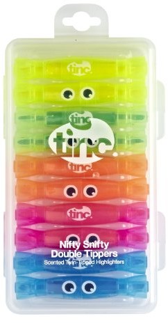 Tinc tinc 'Nifty snifty rysika' Fruit-Scented Textmarker z podwójnym zamkiem koronka, 10 sztuki (5 różne kolory/zapachów) NISNDTMU