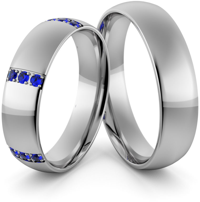 Eminence Obrączki ślubne palladowe 5 mm z szafirami - Pd-108 Pd-108-2