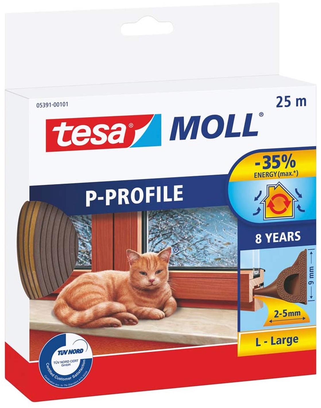Tesa Uszczelka profil P brązowa 25 m