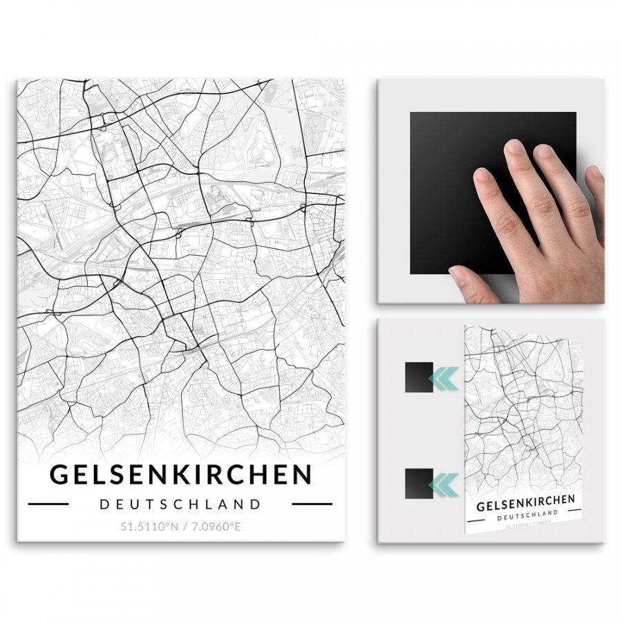 Pix4home Plakat metalowy Mapa B&W Gelsenkirchen M POS-M-03124