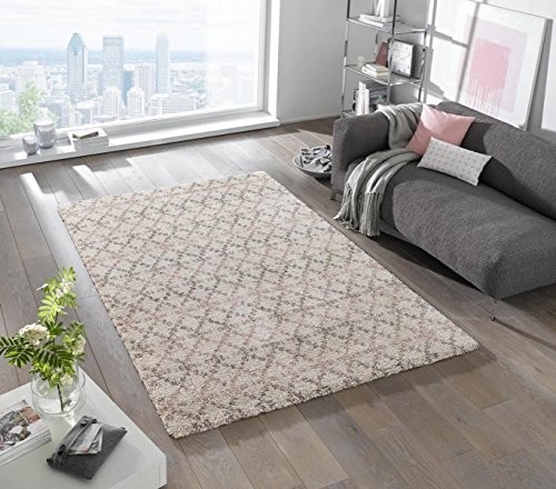 Mint Rugs Wzornictwo welurowy dywan dywan z wysokim runem Cameo kremowy Różowy 102597_160x230