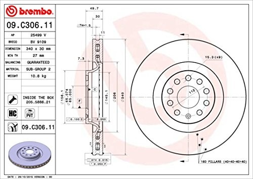 Brembo 09.c306.11 tarcze hamulcowe 09.C306.11