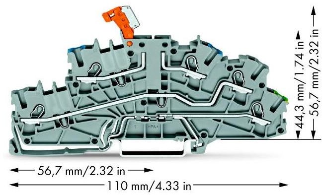 WAGO Terminal przyłączeniowy instalacyjny WAGO 5.20 mm Sprężynowe Alokacja NT L Terre szary 2003-6641 50 szt