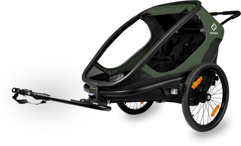 Hamax Outback Bike Trailer incl. Bicycle Arm & Stroller Wheel, zielony/czarny 2022 Przyczepki rowerowe dla dzieci HAM400062