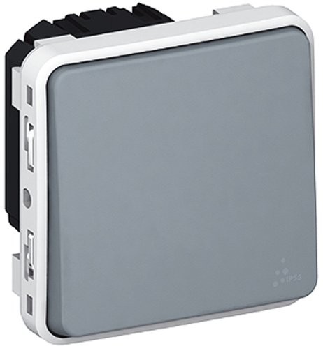 Legrand leg69928 Przełącznik dźwigienkowy z podświetleniem do zabudowy, Plexo, szary