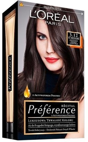 L'Oreal Paris L'oreal Recital Preference farba do włosów nr 3.12 Intensywny Chłodny Ciemny Brąz 66950-uniw
