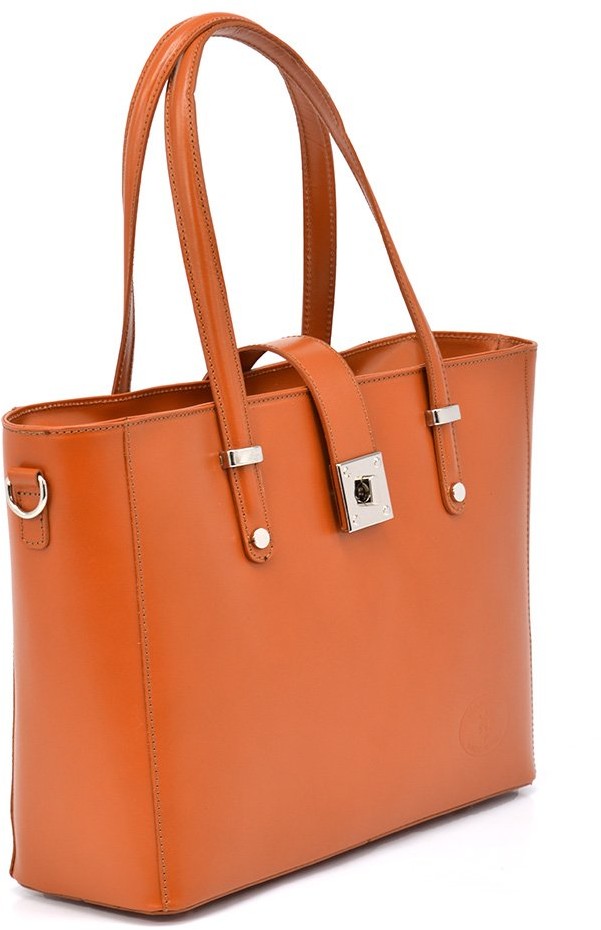 Vera Pelle vp1021 camel Duża shopperka, efektowne zapięcie
