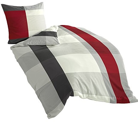 Bierbaum Pościel 4643, mako-satyna, Made in Germany, szary 14, 155 x 220 + 80 x 80 cm, komfortowy rozmiar 4643_14