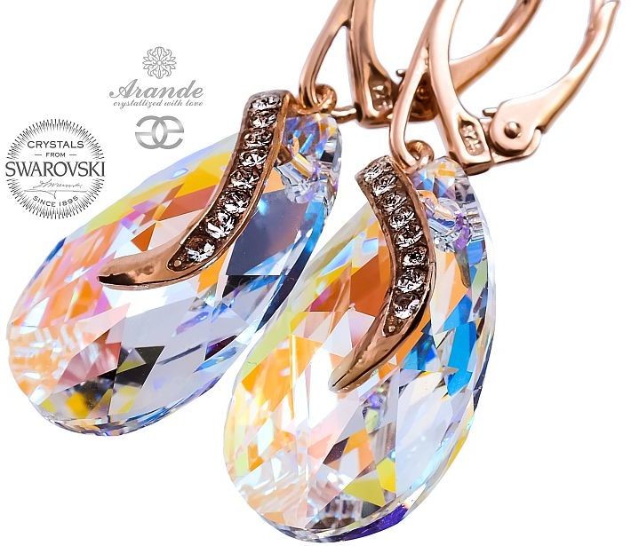 Swarovski kolczyki BLUE AURORA SENTI Różowe Złoto Srebro