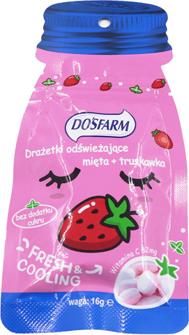 Dosfarm drażetki odświeżające bez cukru o smaku miętowo truskawkowym 16g