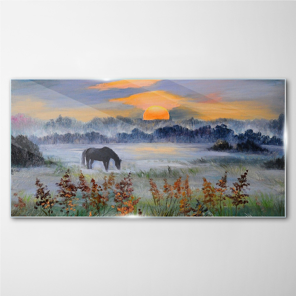 PL Coloray Obraz na Szkle Łąka Zwierzę Zachód słońca 120x60cm