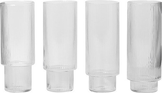 Ferm Living Szklanki Ripple 4 szt. wysokie 5445