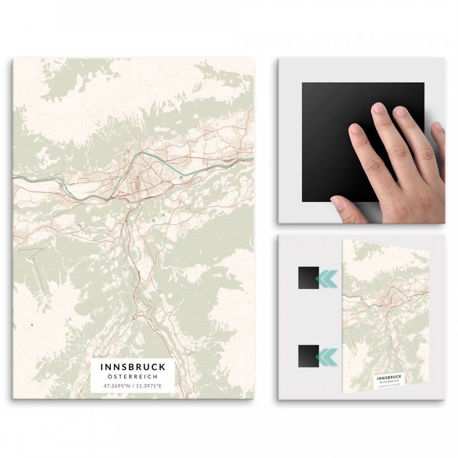 Pix4home Plakat metalowy Mapa Vintage Innsbruck L POS-L-03180