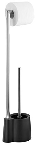 Wenko Stand komplet Avola uchwyt na szczotkę do WC, polipropylen, czarna, 16 x 13 x 70 cm (22991100)