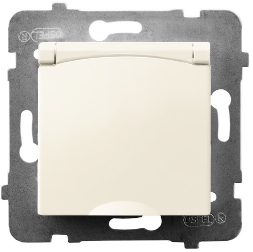 Ospel ARIA-Gniazdo-bryzgoszczelne-z-uziemieniem-IP-44-wieczko-w-kolorze-wyrobu-Ecru-GPH-1UZ-m-27-w GPH-1UZ/m/27/w