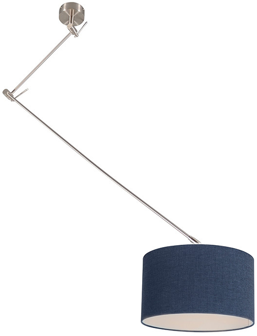 QAZQA Lampa wisząca regulowana stal klosz niebieski 35cm - Blitz I