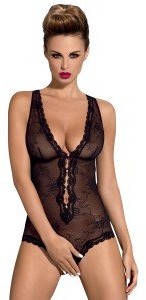 Obsessive obsessive fiorenta Teddy piękne Body dla pań, w kroku otwarta, najwyższa jakość, bielizna damska, , Large / X-Large, , czarny, 8205754-L/XL