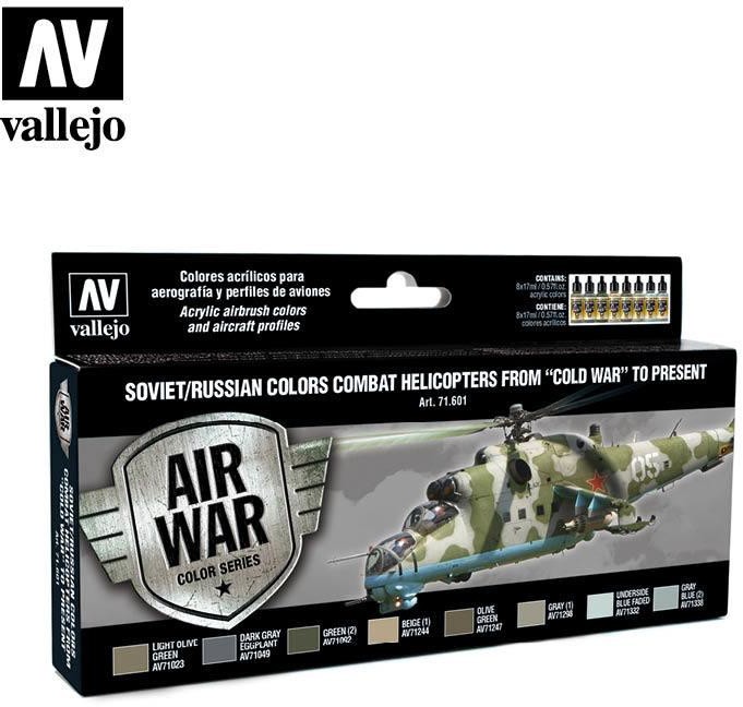 Vallejo Zestaw Air War 8 farb - Soviet / Russian colors Combat Helicopters post WWII to present Vallejo 71601