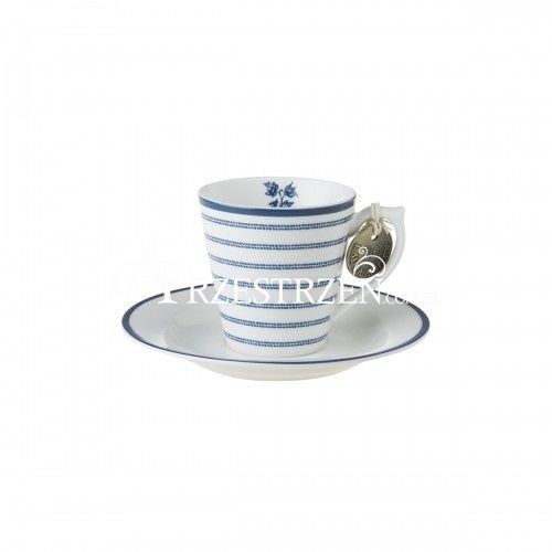 Laura ashley PORCELANOWA FILIŻANKA ESPRESSO ZE SPODKIEM Laura Ashley BLUEPRINTS Candy Stripe W178692