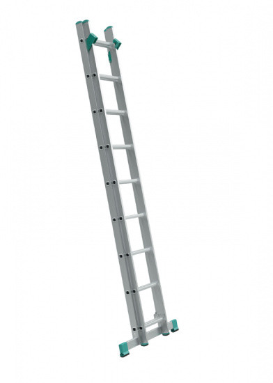 ALVE Aluminiowa dwuczęściowa drabina uniwersalna EUROSTYL przystosowana do używania na schodach, 2x9 szczebli, długość 4,28 m 558007