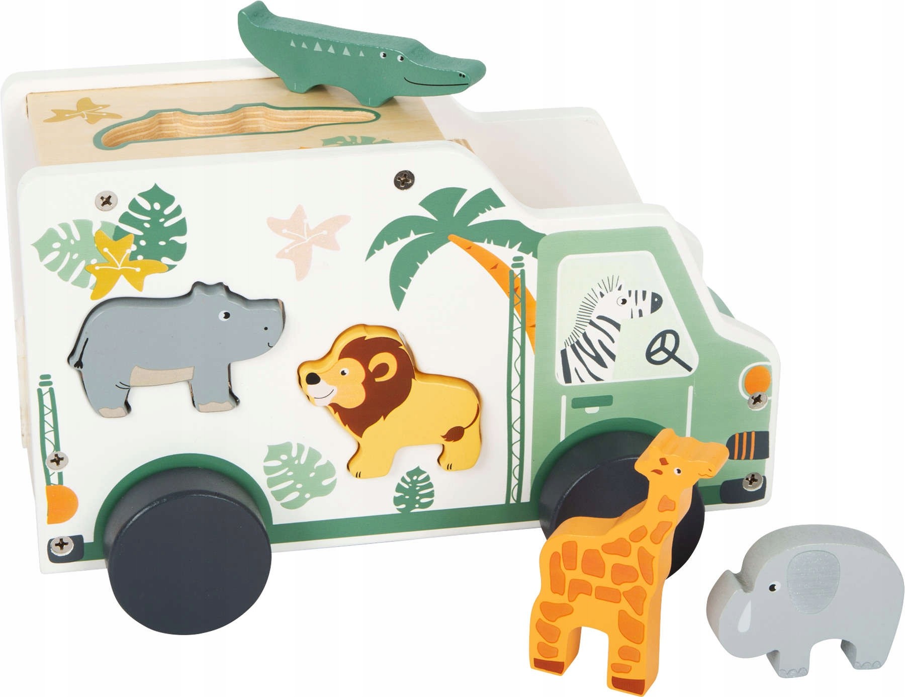 Bus Safari Drewniany Sorter Zwierzęta Figurki