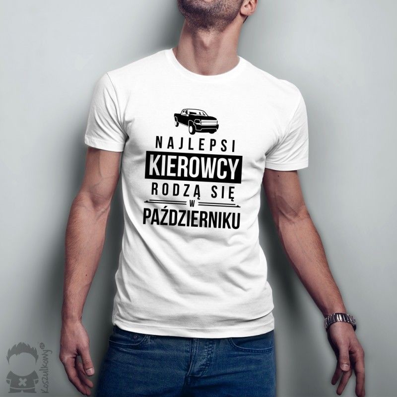 Koszulkowy Najlepsi kierowcy rodzą się w październiku - męska koszulka z nadrukiem