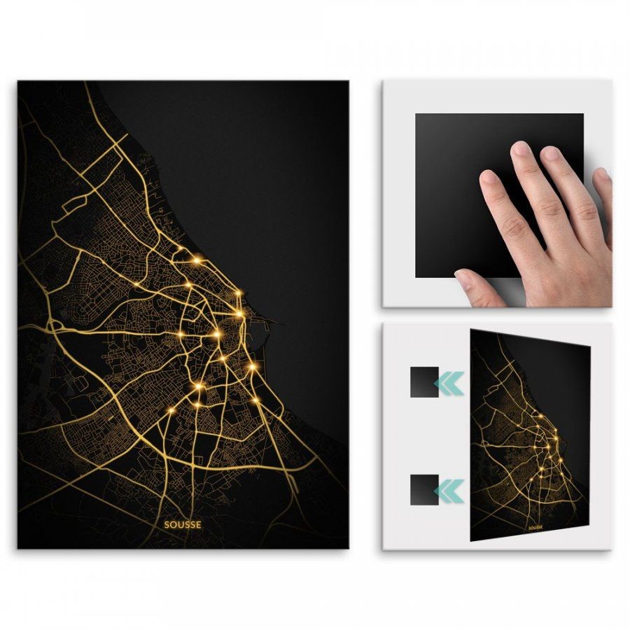 Pix4home Plakat metalowy Mapa City Lights Susa M POS-M-03806