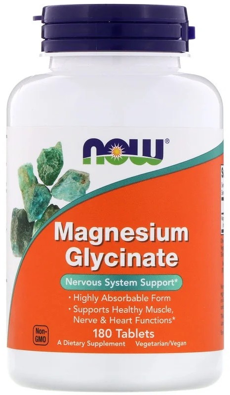 Now Foods FOODS Magnesium Glycinate (Glicynian magnezu) 180 Tabletek wegetariańskich