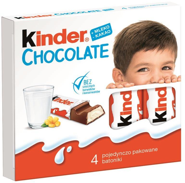 Kinder KINDER CHOCOLATE, batonik z czekolady, 4szt, 50g